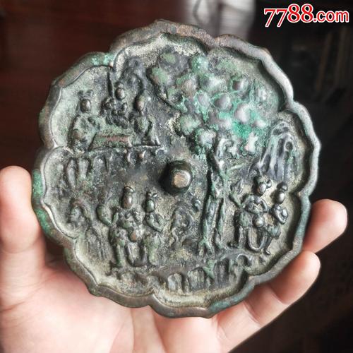 宋代葵口人物故事镜王质观棋老铜镜宋辽金精品镜子包老保真