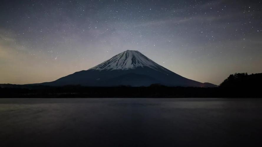 日本富士山夜晚星空延时