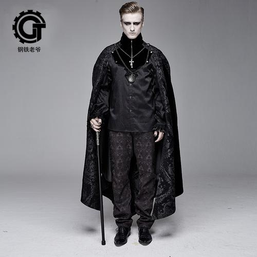 钢铁老爷2020新款秋冬风衣复古中世纪吸血鬼哥特伯爵风衣