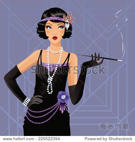 beautiful flapper girl smoking