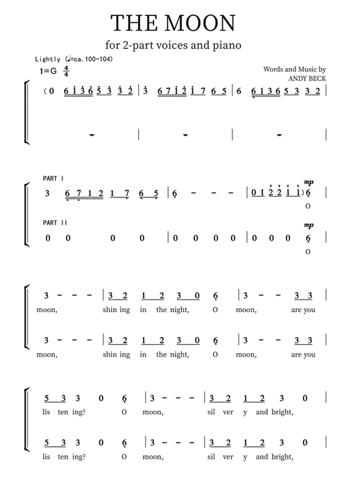 合唱谱themoon首调简谱pdf5页