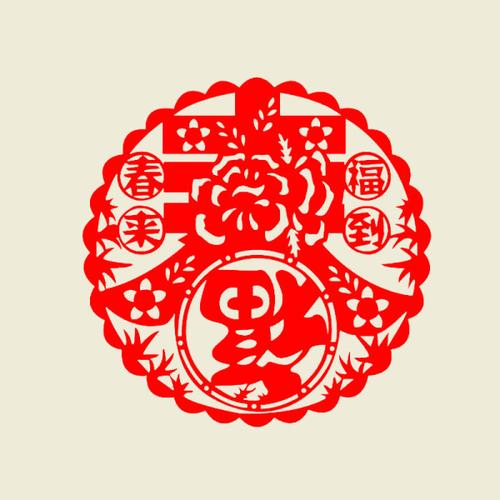 [百色剪纸] 传统镂空窗花剪纸春节新年大福字无纺植绒布玻璃贴纸作品