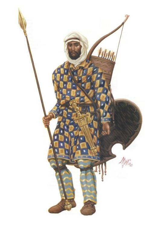 波斯士兵的一种常备武器就是一种长约1.8米的长矛.