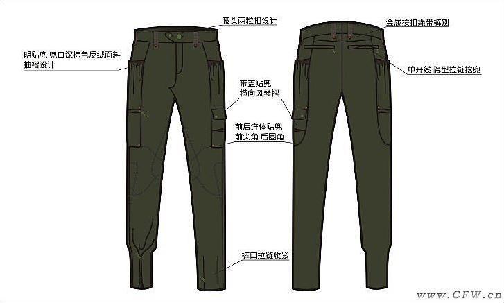 军风女裤作品-军风女裤款式图