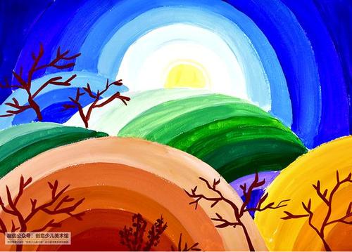 儿童画教程|儿童创意水粉画--一行飞鹭上青天