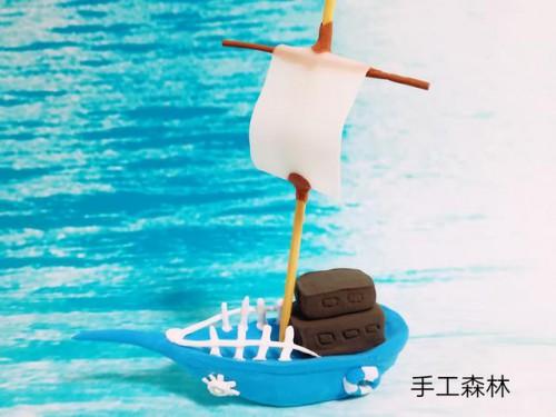 超轻粘土大海里小船的制作方法