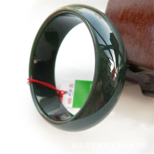 玉石玉器工艺品新疆天然a级和田墨玉手镯民族饰品黑青玉墨绿玉镯