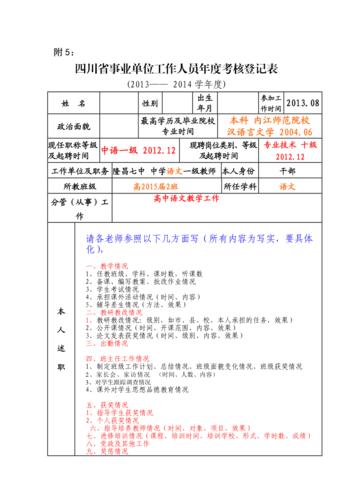 年度考核表模板