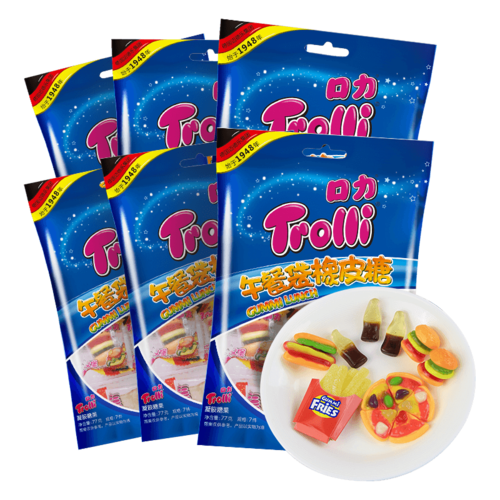 德国trolli口力橡皮糖午餐77g2袋果汁糖果