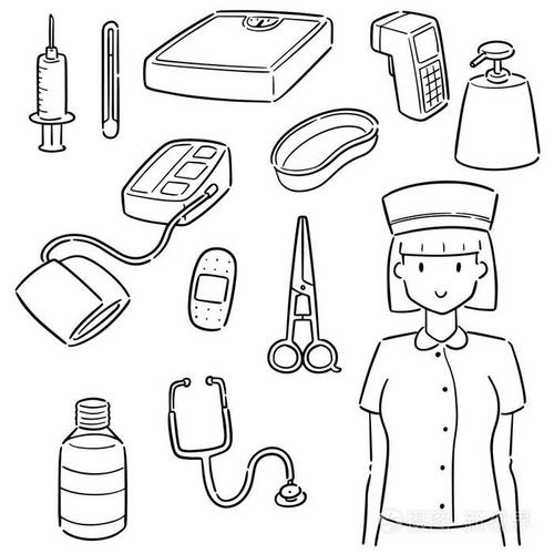 护士和医疗设备矢量集