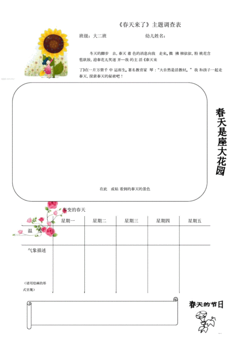 大二班《春天来了》主题调查表(文档).docx 1页