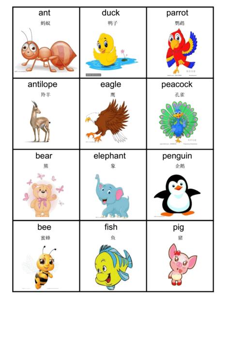 幼儿英语单词卡片动物篇.docx 5页