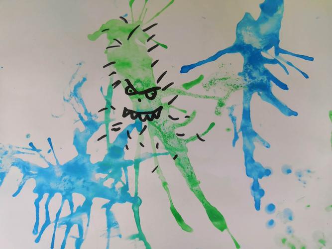 《抵御病毒》吸管吹画