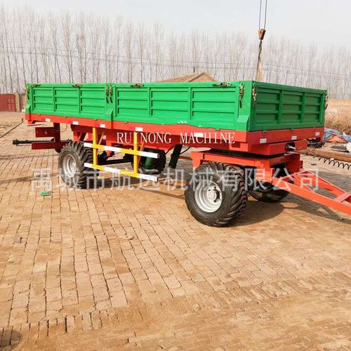 拖拉机后牵引的载重10吨的拖斗 带转盘的双轴自卸拖车