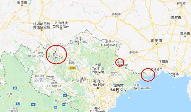 中越边境地方三处相邻的城镇