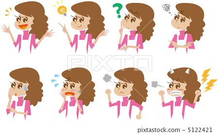 插图素材: 各种面部表情/妈妈