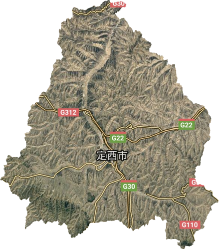 安定区高清地形地图,安定区高清谷歌地形地图