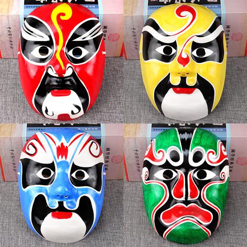 圣诞节京剧脸谱面具成人男儿童手绘纸浆装饰挂件幼儿园手工艺品女