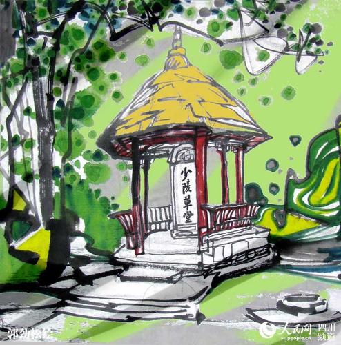 成都地铁4号线沿途美景,杜甫草堂.