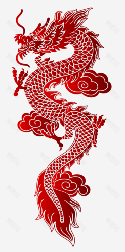 中国元素龙纹剪纸龙图腾