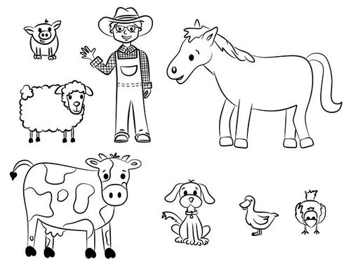 80  farm animal shapes, crafts & colouring pages