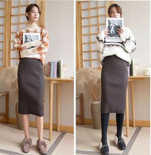 白色的经典穿搭永不过时,黑色,灰色的针织半身裙太百搭了,万能搭配色