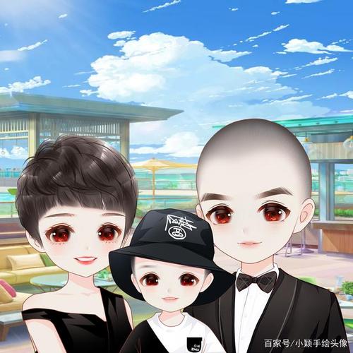 幸福藏在头像里,三口之家,四口之家全家福头像