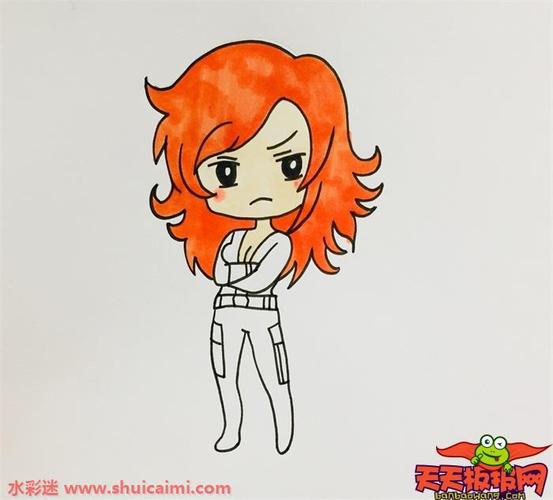 q版黑寡妇怎么画q版黑寡妇简笔画彩色