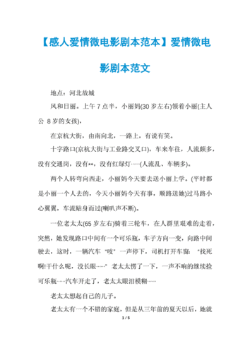 感人爱情微电影剧本范本爱情微电影剧本范文docx