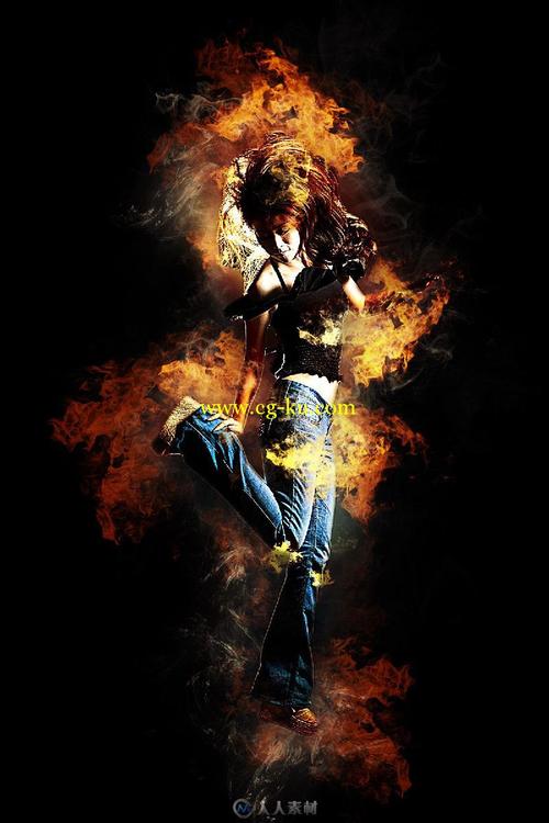烈焰缠身特效ps动作fire2photoshopaction