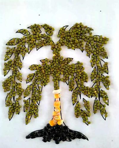 桓仁五里甸学校·孙洪杨·五谷贴画《垂柳》