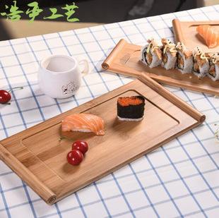 竹木工艺品 创意木制酒店餐具长方形食物托盘摆盘日式寿司盘寿司