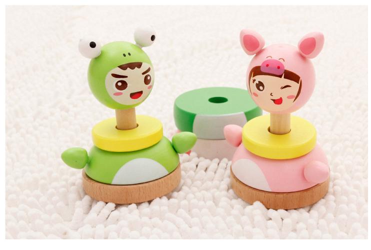 不倒翁彩虹陀螺叠叠乐套圈套高塔配对积木婴幼儿童早教益智玩具