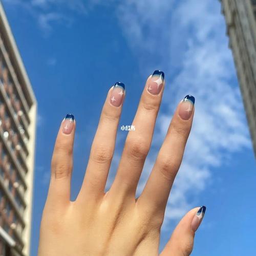 法式美甲 个性 蓝色979502 夏日美甲_法式美甲_夏季美甲_美甲