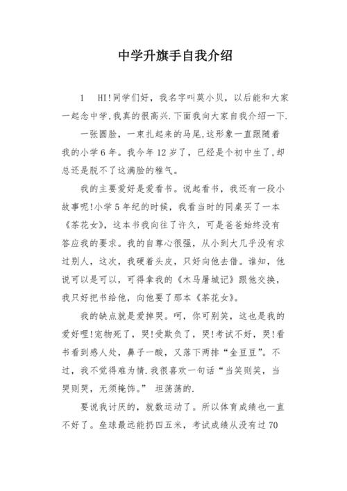 中学升旗手自我介绍