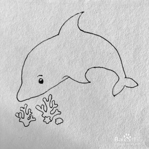 手工/爱好 > 书画/音乐  1 首先,绘画海豚的外观轮廓 2 然后给小海豚