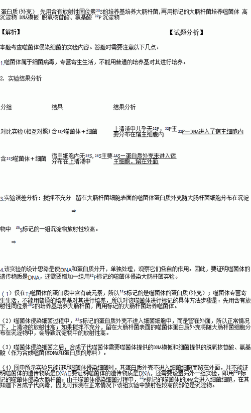 下图是赫尔希和蔡斯做的t2噬菌体侵染大肠杆菌实验的部分图解请回答
