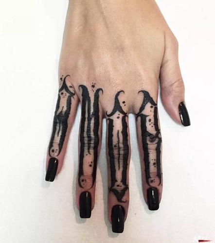 花体字手指纹身手稿