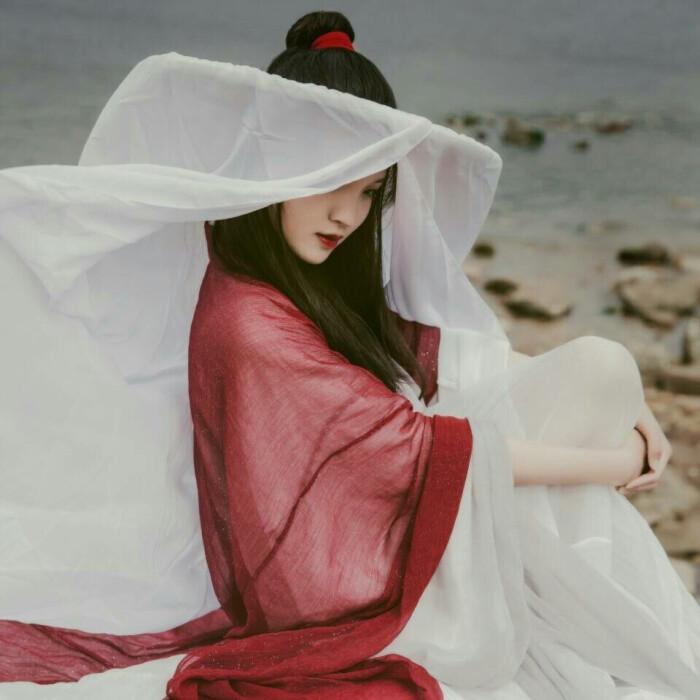 古风真人女头像唯美斗笠面纱