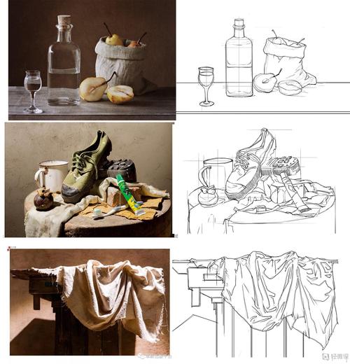 静物线稿素描速写绘画基本练习3张集合