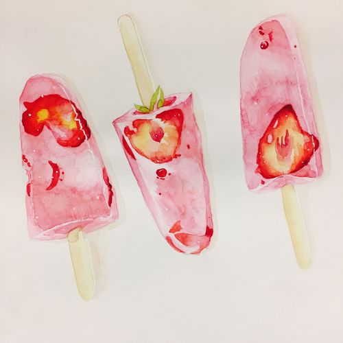 临摹的草莓冰棍,凉凉的