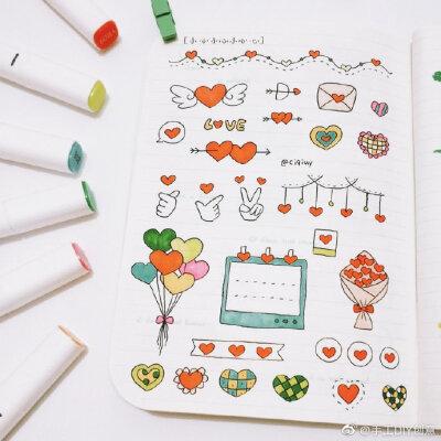 简单好看的简笔画手帐素材!