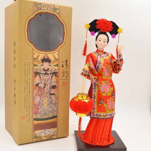 特色中国娟绢人格格驾到清宫娃娃人偶摆件