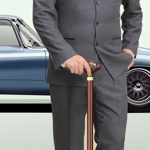 英伦绅士手杖年轻人时尚拐杖兔头实木拐扙木头登山杖