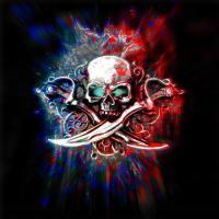 重口味骷髅头卡通头像大全 白纸深蓝色碳素笔