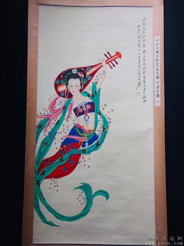 张大千飞天仙女弹琴画一幅