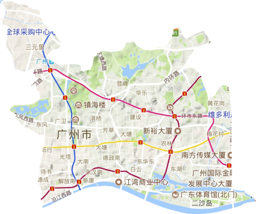 越秀区高清地形地图,越秀区高清谷歌地形地图