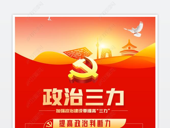 原创党建单位党员干部要不断提高政治三力宣传海报图