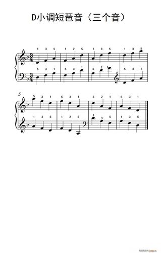 d小调短琶音(三个音)(儿童钢琴练习曲) 歌谱简谱网
