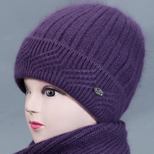 帽子保暖中老年兔毛针织帽毛线帽护耳女帽